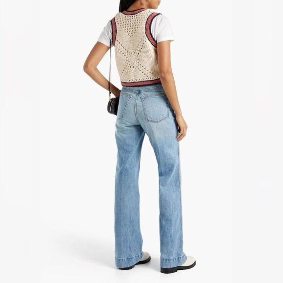 NWT RE/DONE "70'S POCKET WIDE LEG" JEANS in Vintage Fade - Picture 3 of 9